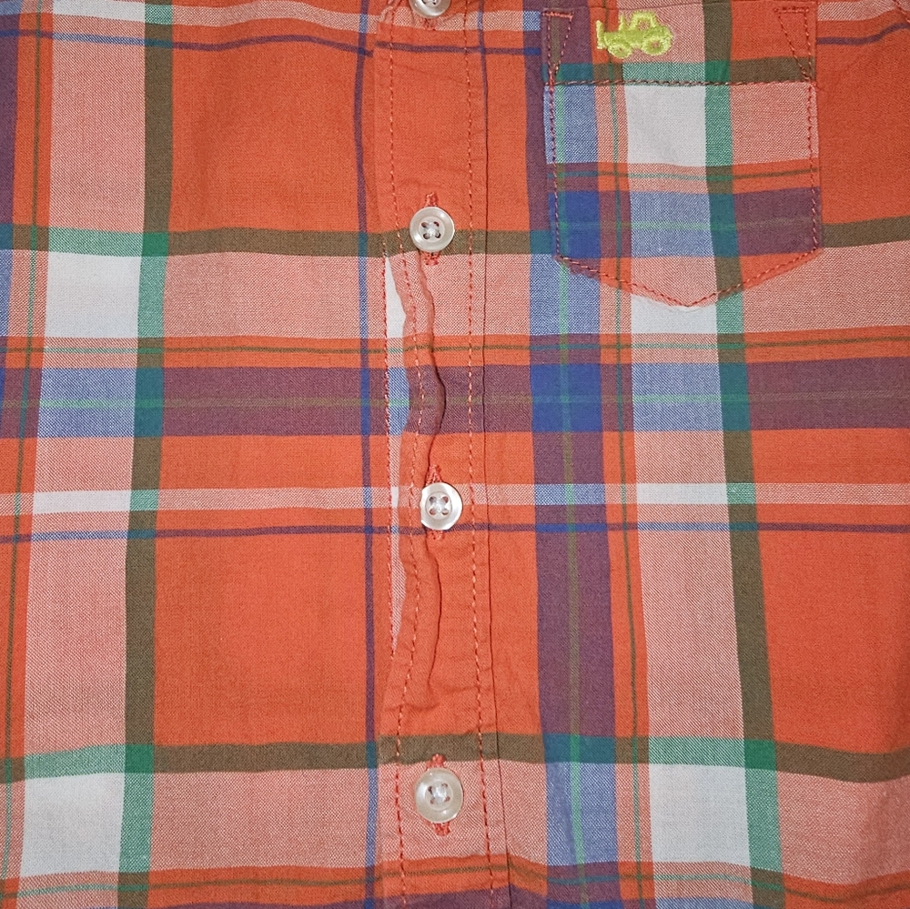 Carters Button Up Long Sleeve Plaid Red Blue Green Yellow SZ 12 Month - Picture 3 of 7